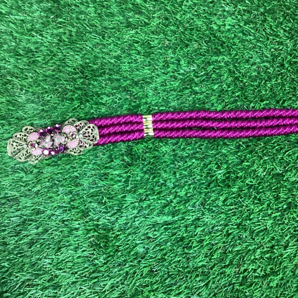 Vintage Gutos West Germany Purple Braided Rope & Rhinestone Belt S/M